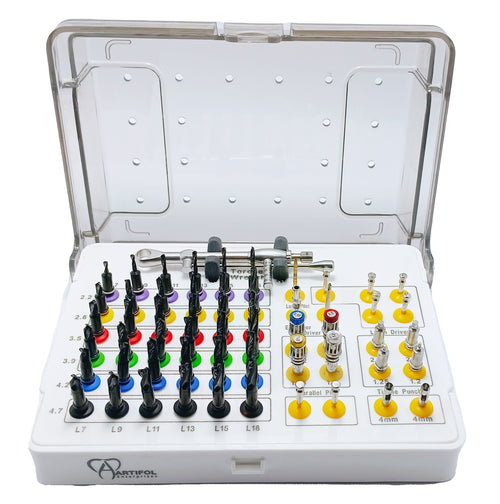 Kit guida per impianti dentali ARTIFOL da 55 pezzi – Sistema completamente guidato per impianti e protesi con chiave dinamometrica da 0 a 70 Ncm (OS1053)