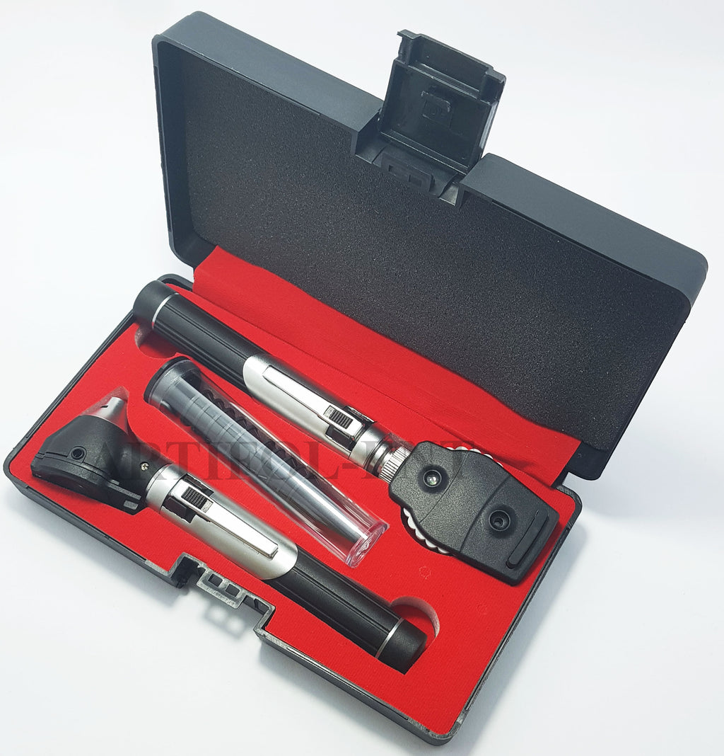 Student Home Use New Ent Otoscope & Ophthalmoscopes Examination Kit Fiber Optic Diagnostic Set Black Color OS1015