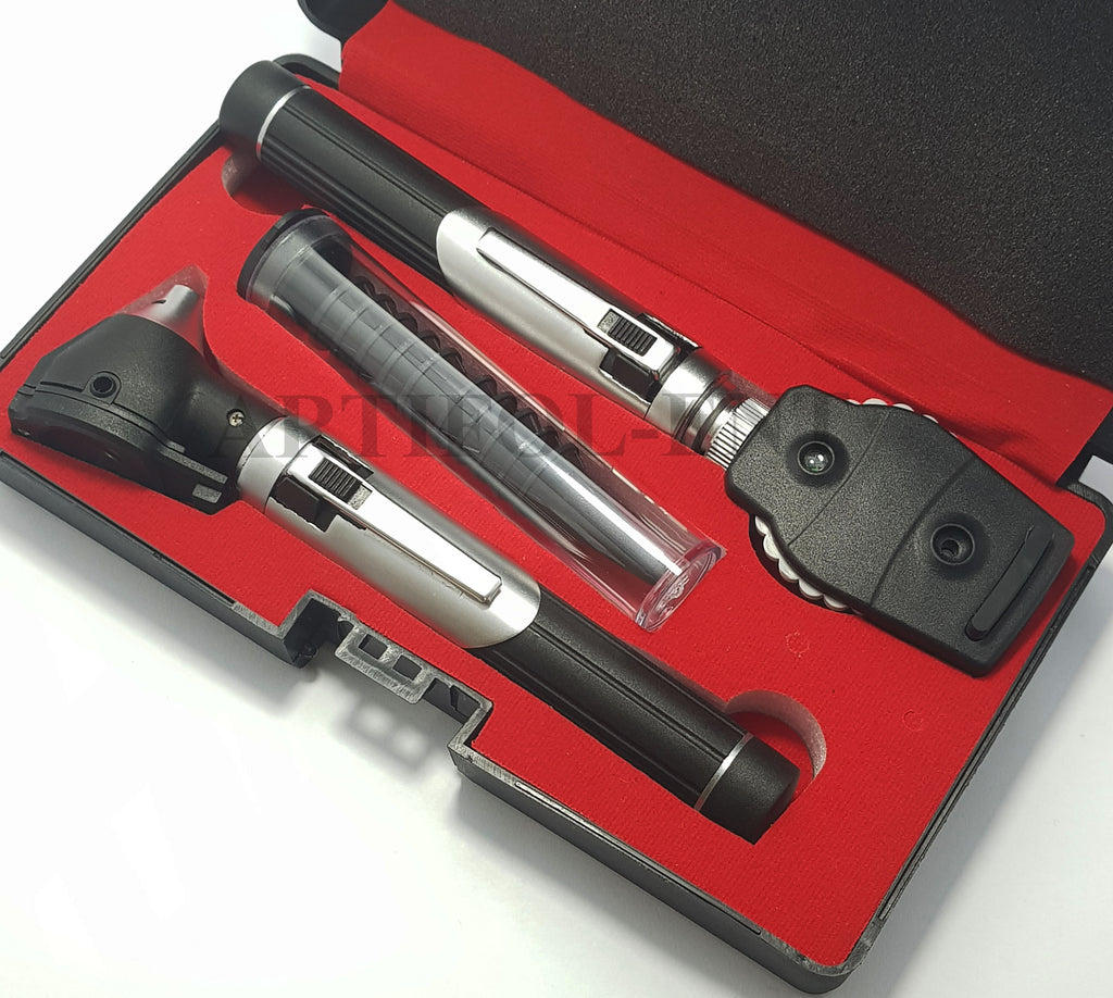 Student Home Use New Ent Otoscope & Ophthalmoscopes Examination Kit Fiber Optic Diagnostic Set Black Color OS1015