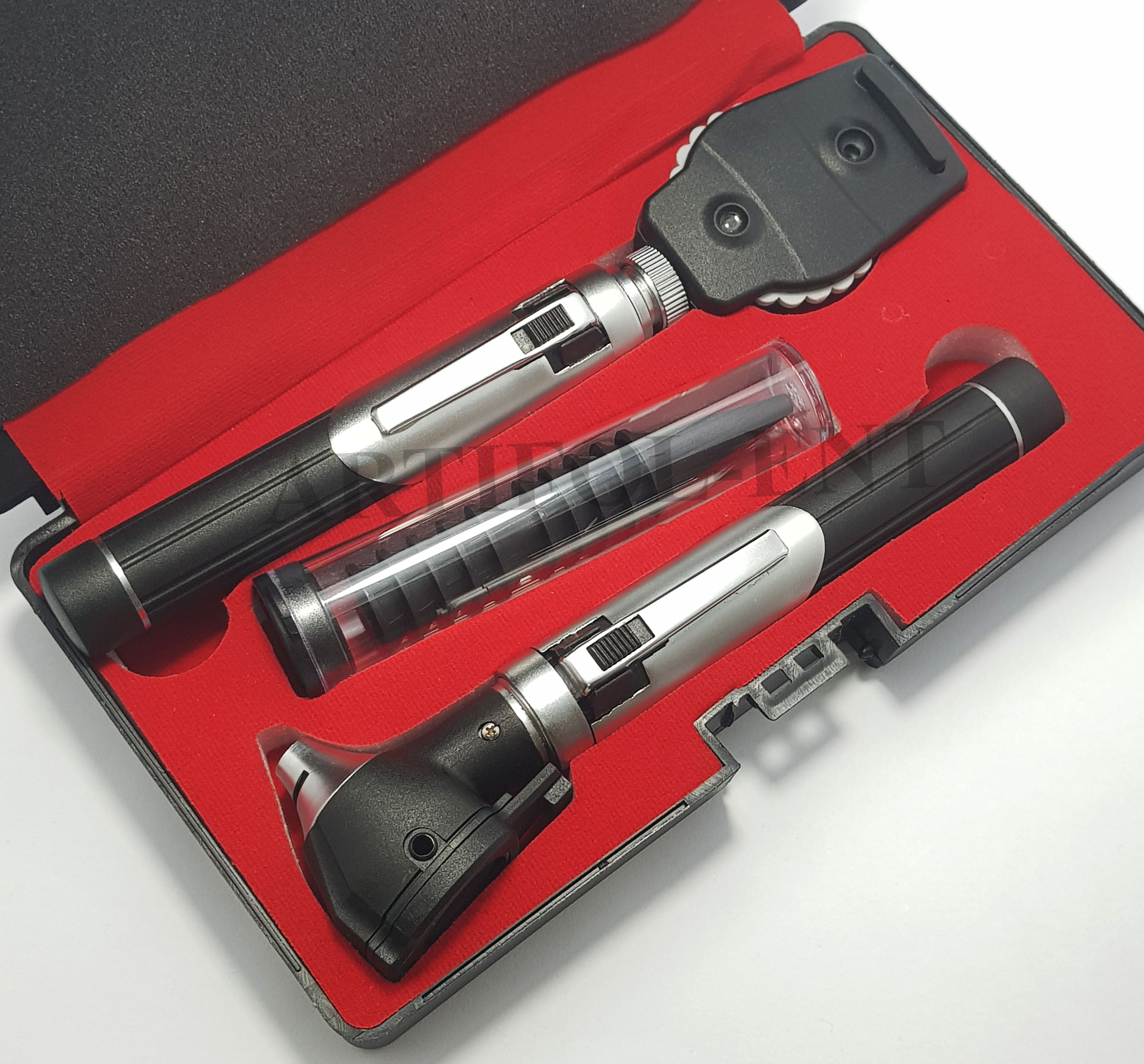 Student Home Use New Ent Otoscope & Ophthalmoscopes Examination Kit Fiber Optic Diagnostic Set Black Color OS1015