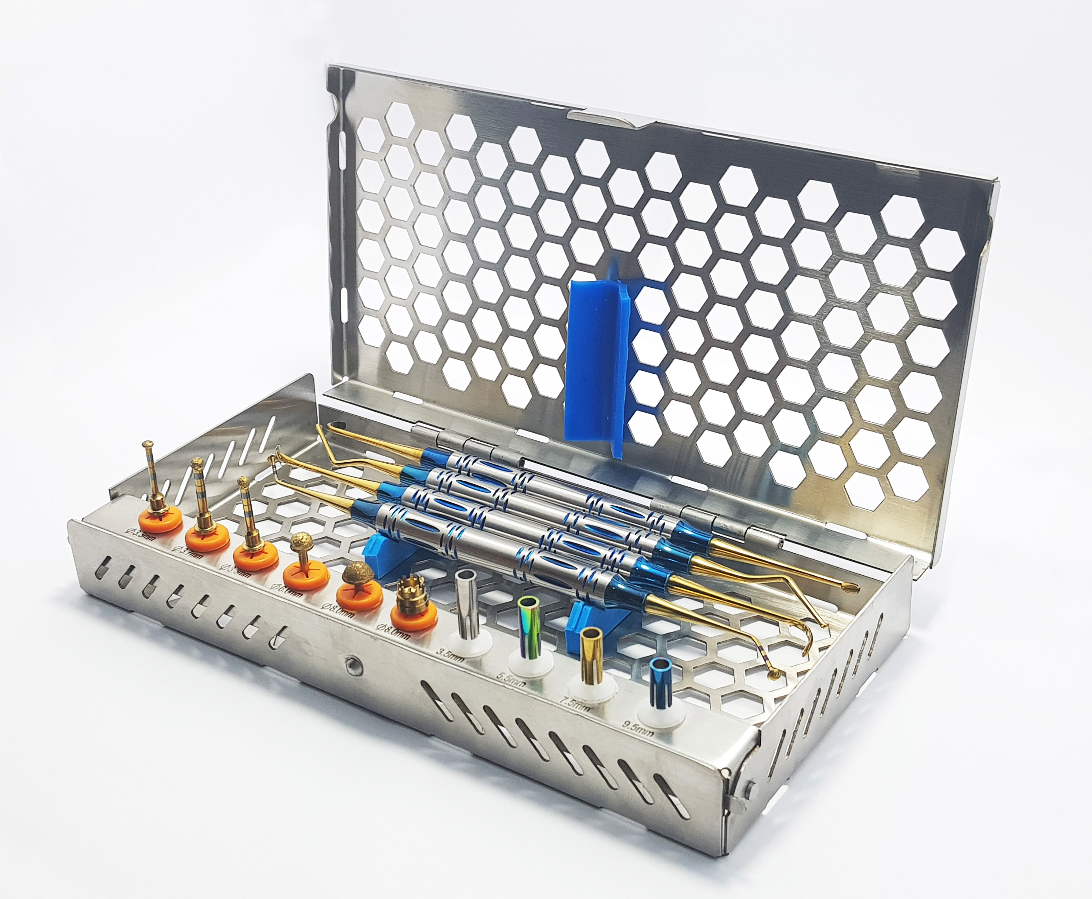 14-Piece Sinus Lift Implant Kit – DASK Lift Drills, Depth Stoppers & Elevators with Stainless Steel Cassette #OS1016