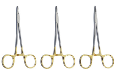TC Halsey Needle Holder 13 cm (5") – Plain Tip Needle Driver with Tungsten Carbide Jaws | Surgical & Dental Suturing Instrument | 3 Pcs # 132910138