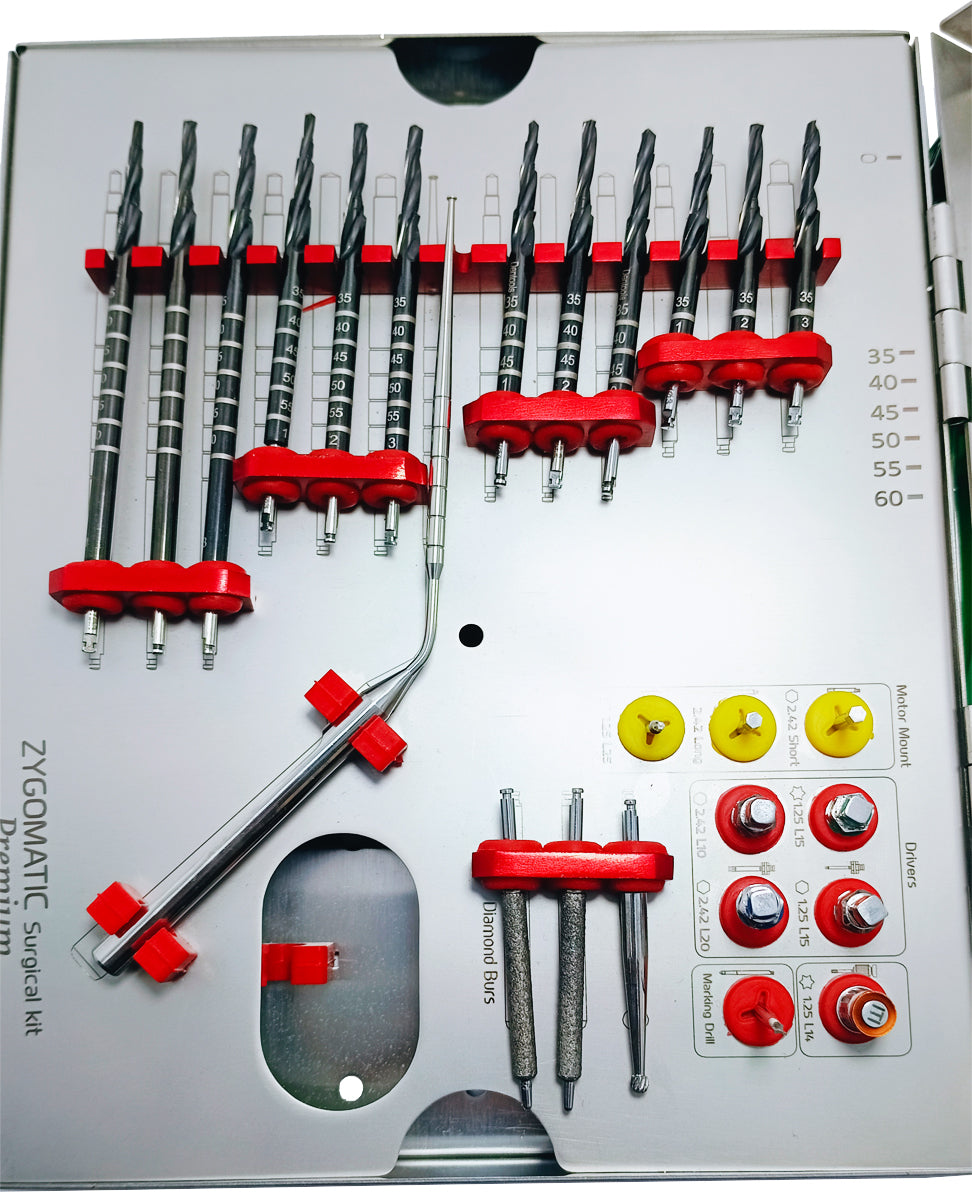 26-Piece Premium Zygomatic Surgical Kit | Titanium-Coated Precision Drills & Technical Instrument Set | High-Performance Stainless Steel Construction
