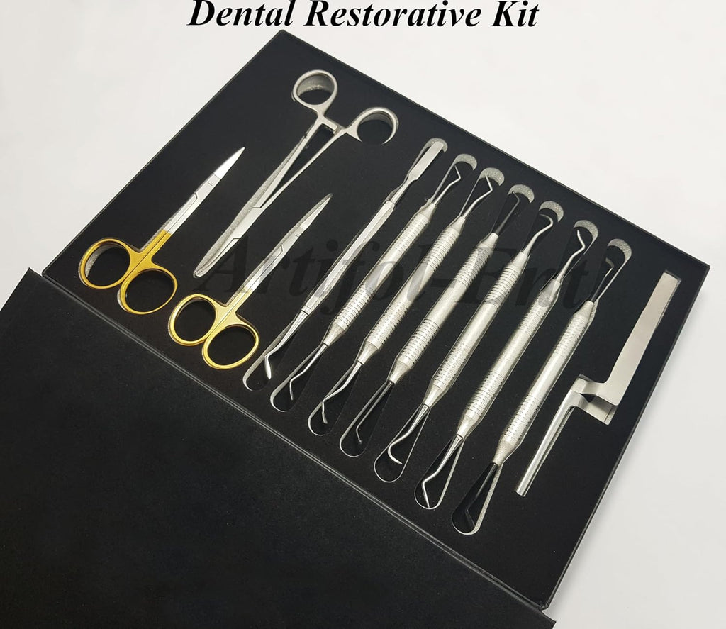 Dental Restorative Kit | 11-Piece Composite Plastic Filling Instrument Set | Precision Stainless Steel Instruments | Reusable, Durable & Autoclavable Professional Kit