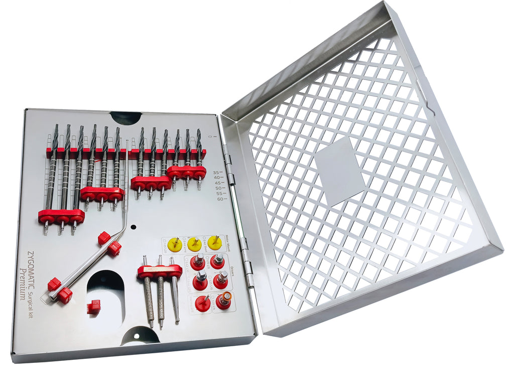 26-Piece Premium Zygomatic Surgical Kit | Titanium-Coated Precision Drills & Technical Instrument Set | High-Performance Stainless Steel Construction