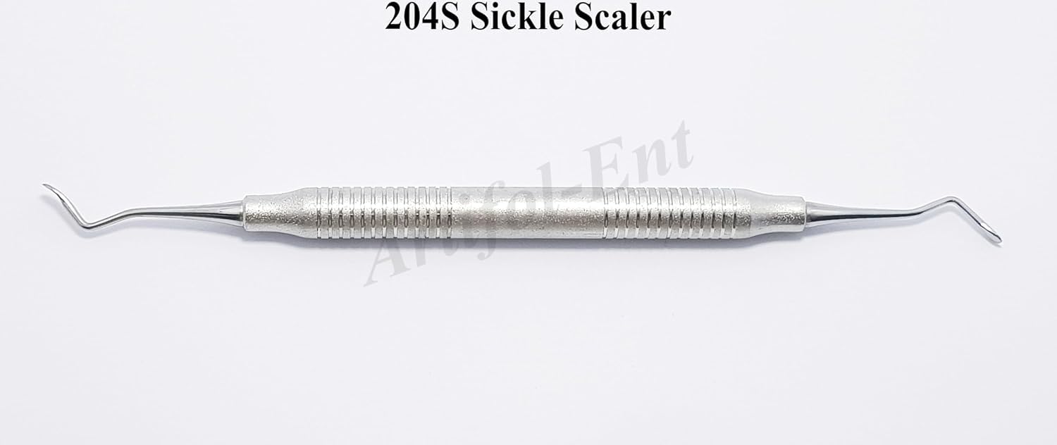 Dental Sickle Scaler 204S Double End 17.5 cm Stainless Steel Hygienists Tool Ergonomic Hollow Handle Endodontic Instruments 3 Pcs #S204SXE2