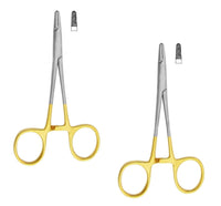 TC Derf Needle Holder 12.5 cm (5") – Tungsten Carbide Serrated Tips | Surgical Dental Precision Suturing Instrument | Stainless Steel | 2 Pcs #132910133