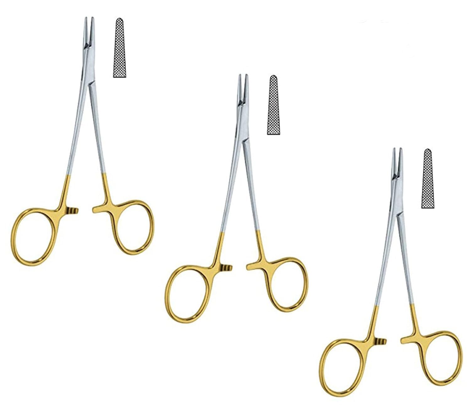 TC Halsey Needle Holder 13 cm (5") – Tungsten Carbide Jaws, Serrated Tip Needle Driver | Surgical & Dental Suturing Instrument | 3 Pcs #132910139
