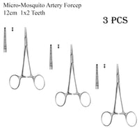 Micro Mosquito Artery Forceps – Straight 12 cm (4.75") | 1x2 Teeth Surgical Clamp | Stainless Steel – 3 Pcs Set #115910077