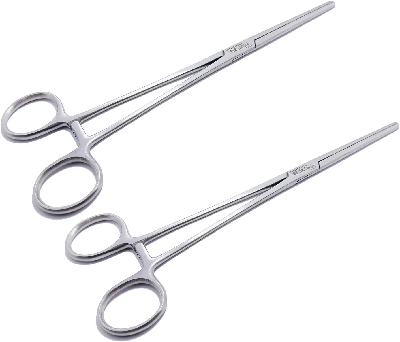 Artery Forceps – Straight, 24 cm (9.5") | Stainless Steel Hemostatic Forceps with Serrated Jaws & Ratchet, 2-Piece Set #115910221