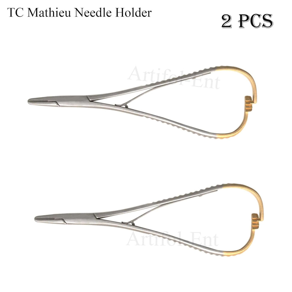 TC Mathieu Needle Holder Driver – 17.2 cm (7"), 21.5 cm (8.5") & 24 cm (9.5") Tungsten Carbide Inserts | Surgical Dental Orthodontic Plier | 2 Pcs