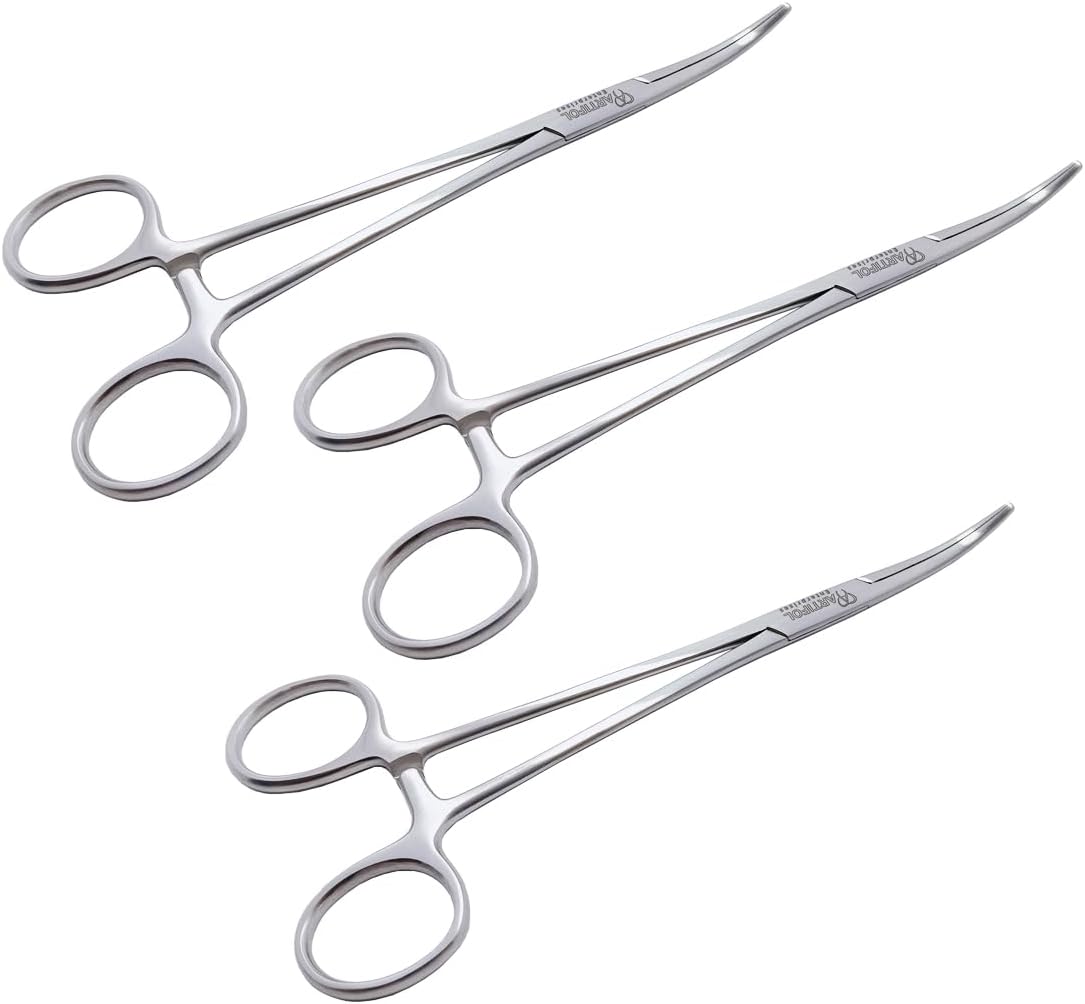 Pinza per arteria Adsson – 18,5 cm curva | Set da 3 pezzi | Acciaio inossidabile | Autoclavabile #115910183