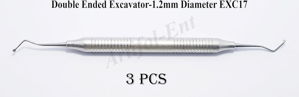 Dental Excavator EXC17 – Double Ended 1.2 mm Spoon | 17 cm Stainless Steel Restorative & Endodontic Instruments | 3-Piece Set #EXC17