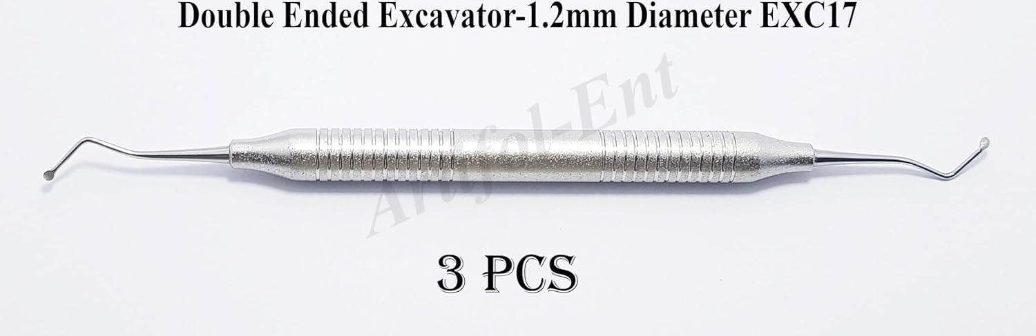 Dental Excavator EXC17 – Double Ended 1.2 mm Spoon | 17 cm Stainless Steel Restorative & Endodontic Instruments | 3-Piece Set #EXC17