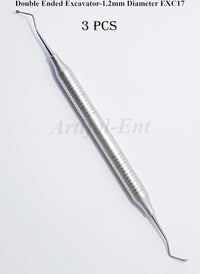 Dental Excavator EXC17 – Double Ended 1.2 mm Spoon | 17 cm Stainless Steel Restorative & Endodontic Instruments | 3-Piece Set #EXC17