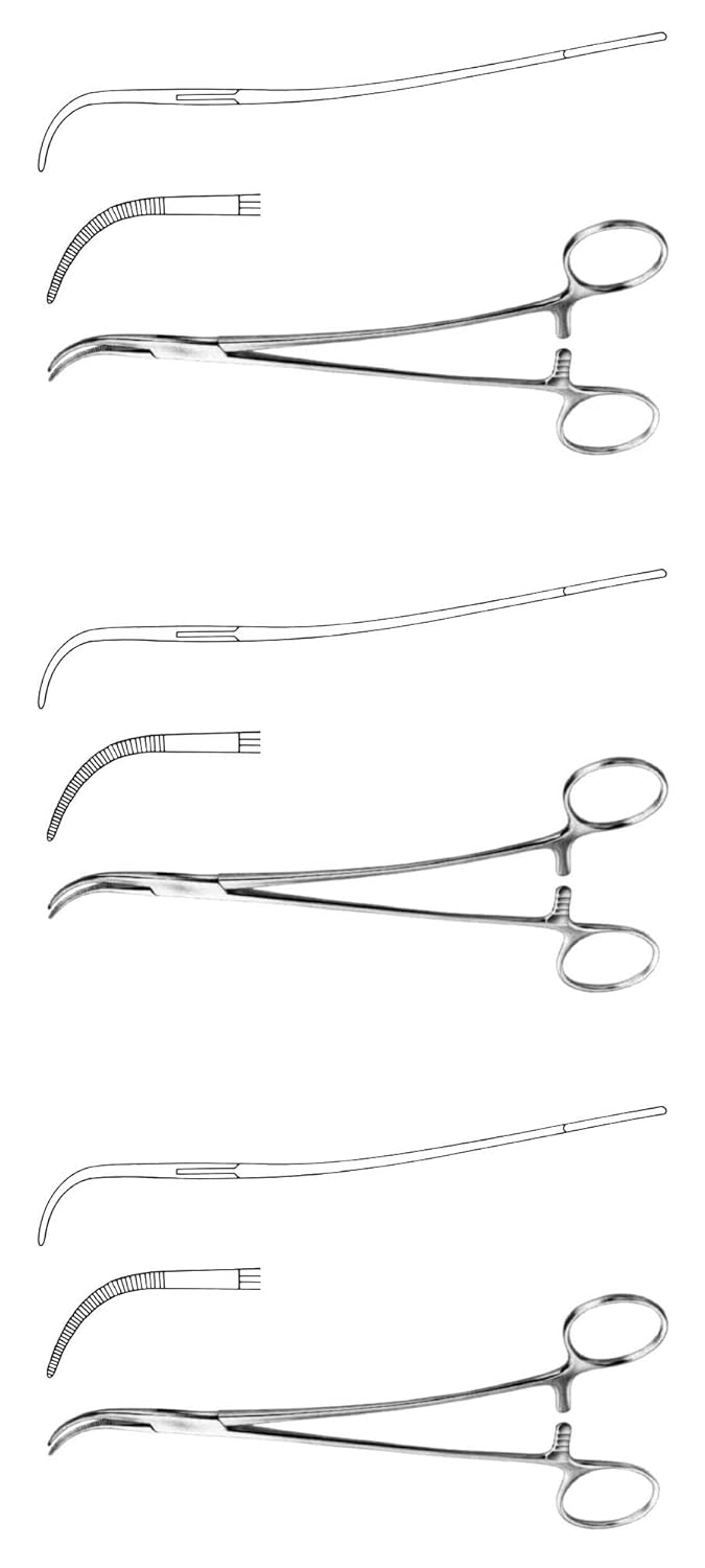 Overholt Artery Forceps – Curved 20.5 cm (8") | Medical & Surgical Clamp | Stainless Steel – 3 Pcs Set #115910177
