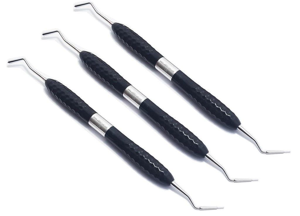 CT6 Dental Composite Resin Filling Instruments – 17 cm | 3 Pcs Set | Double Ended | Black Silicone Handle