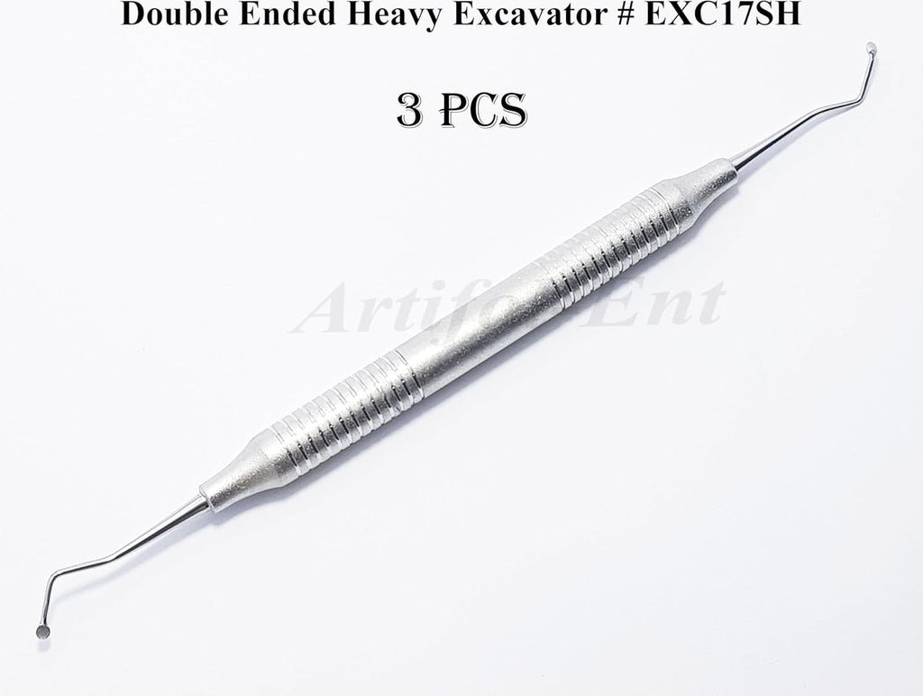 Double Ended Dental Heavy Excavator Spoon 17cm EXC17SH 3 Pcs Set Stainless Steel Restorative Instruments Endodontic Tools Slip Resistant Handle