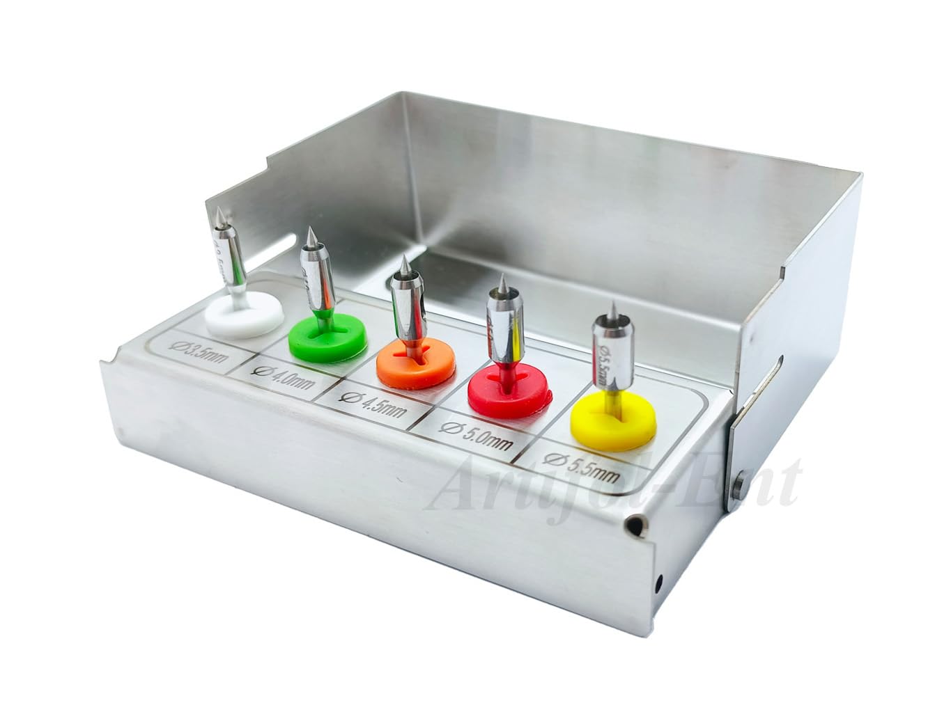 Dental Center Tissue Punch Kit – Rotary Silver Color | 5-Piece Set with Stainless Steel Holder | Center Drill Punch for Implant Surgery #OS1050