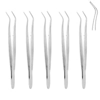 Pinces dentaires à embouts lisses et inclinés 15,7 cm – Pince dentaire courbée en acier inoxydable | Outil polyvalent pour les soins bucco-dentaires et le nettoyage des prothèses dentaires | 5 pièces #114500031