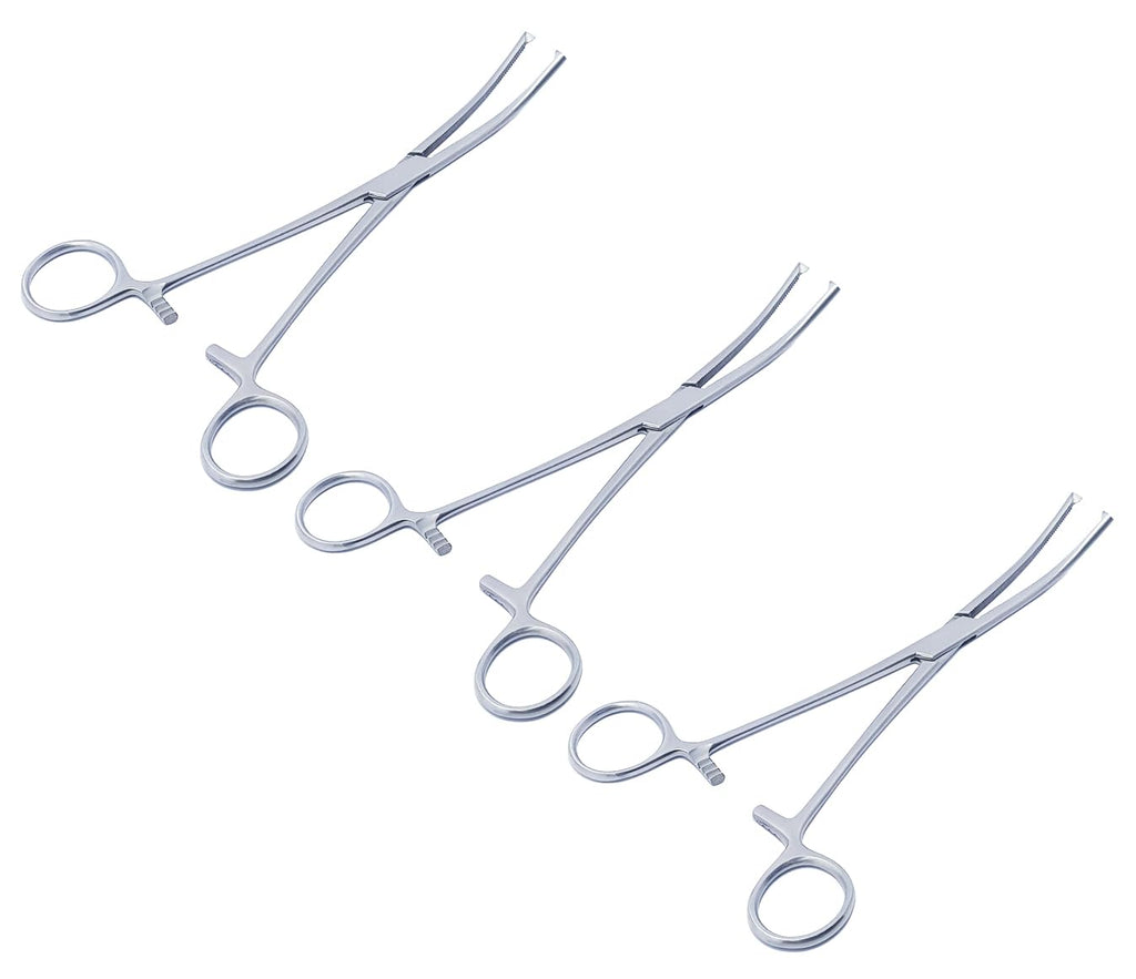 Rochester Ochsner Forceps Set – Curved 7" (18 cm) | 1×2 Teeth Kocher Clamps with Serrated Jaws | Stainless Steel – 3 Pcs #115910143