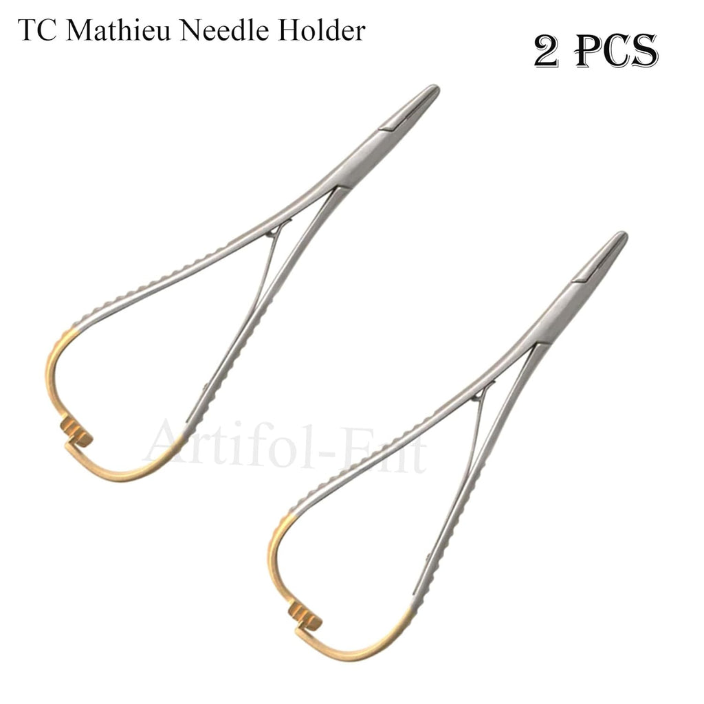 TC Mathieu Needle Holder Driver – 17.2 cm (7"), 21.5 cm (8.5") & 24 cm (9.5") Tungsten Carbide Inserts | Surgical Dental Orthodontic Plier | 2 Pcs