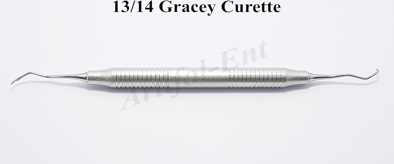 Gracey Curette 13/14 – Double End Dental Periodontal Instrument | Ergonomic Hollow Handle | 3-Piece Hygiene Tool Set #‎SG13/14XE2