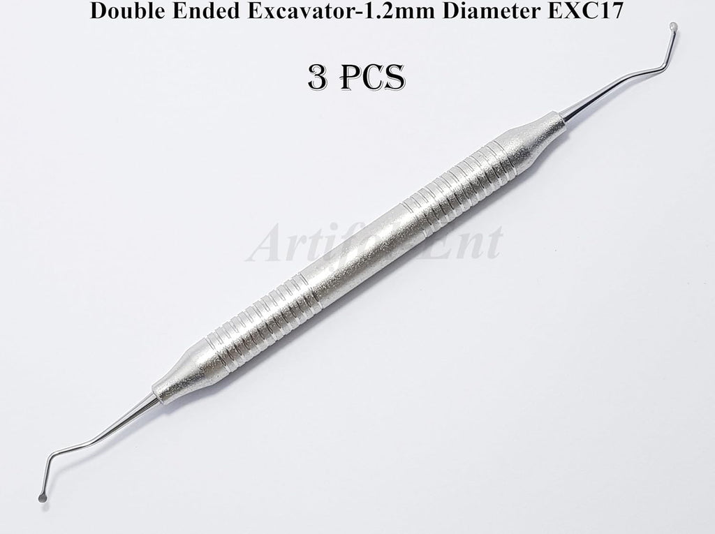 Dental Excavator EXC17 – Double Ended 1.2 mm Spoon | 17 cm Stainless Steel Restorative & Endodontic Instruments | 3-Piece Set #EXC17