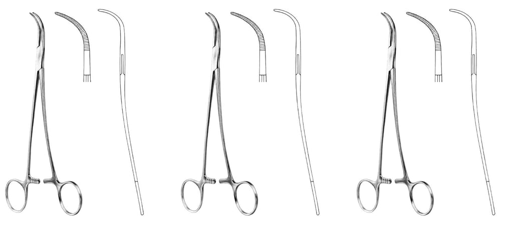 Overholt Artery Forceps – Curved 20.5 cm (8") | Medical & Surgical Clamp | Stainless Steel – 3 Pcs Set #115910177
