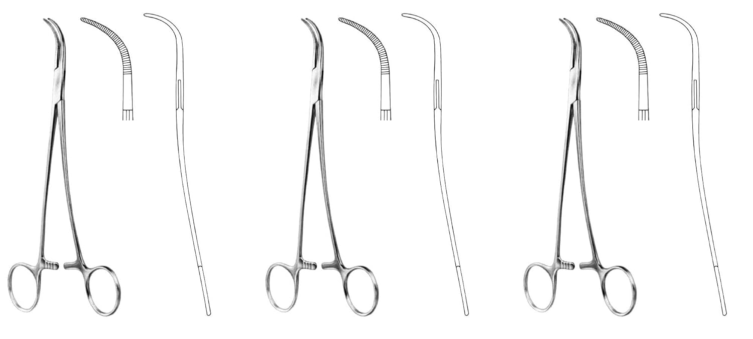 Overholt Artery Forceps – Curved 20.5 cm (8") | Medical & Surgical Clamp | Stainless Steel – 3 Pcs Set #115910177