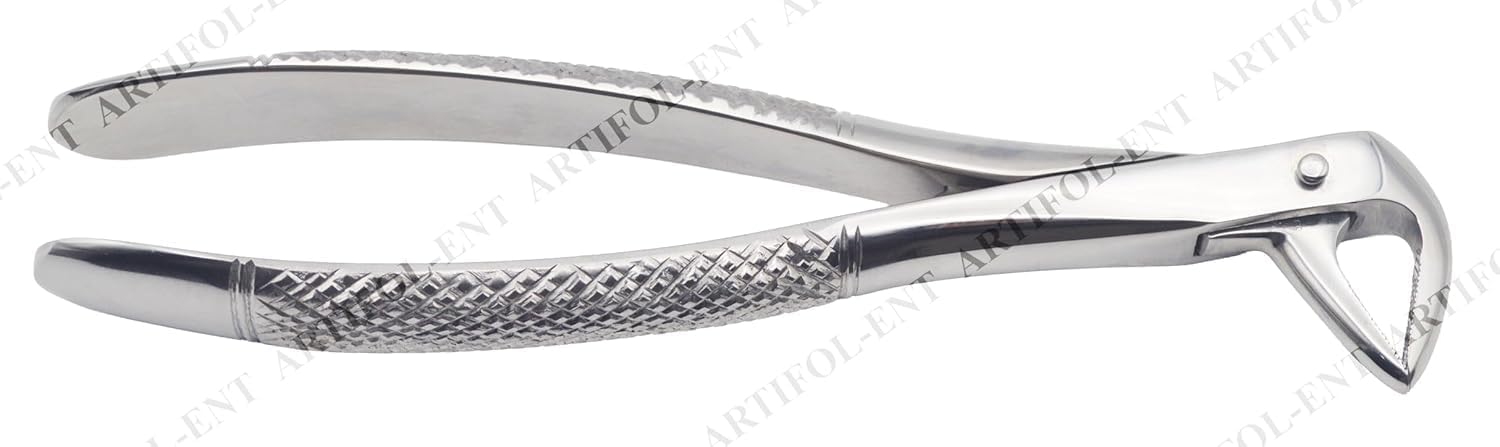European Style Root Extraction Forceps – Deep-Reach Serrated Beaks | Premium Surgical Stainless Steel | Precision Fragment Retrieval & Sub-Gingival Root Management #FX74