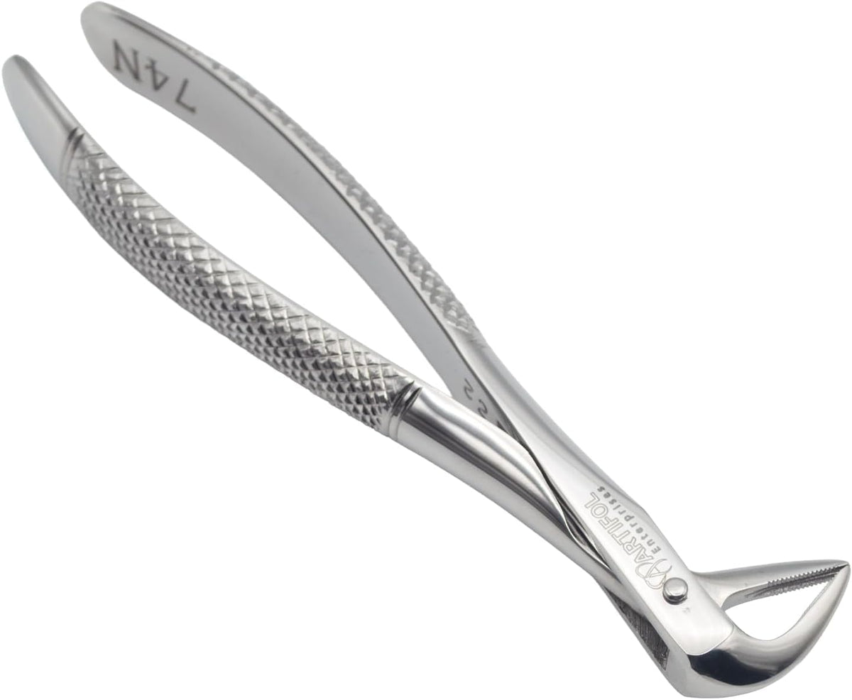 Lower Roots Serrated Extraction Forceps 74N – Precision Dental Root Extraction Instrument | Serrated Beak Design, Stainless Steel, Ergonomic Grip | Reusable #FX74N