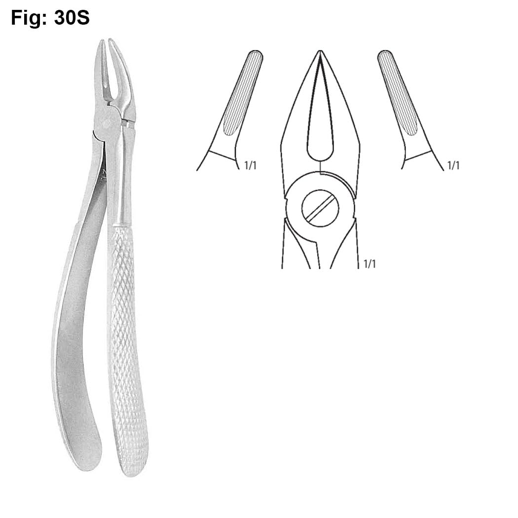 Dental Extracting Pliers for Upper Roots – Fig-30S Tooth Extraction Forceps | Premium Stainless Steel Instrument | Reusable & Autoclavable