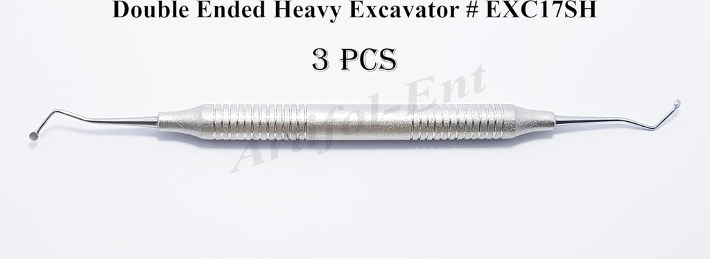 Double Ended Dental Heavy Excavator Spoon 17cm EXC17SH 3 Pcs Set Stainless Steel Restorative Instruments Endodontic Tools Slip Resistant Handle