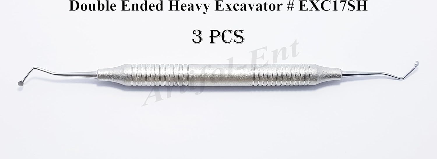 Double Ended Dental Heavy Excavator Spoon 17cm EXC17SH 3 Pcs Set Stainless Steel Restorative Instruments Endodontic Tools Slip Resistant Handle
