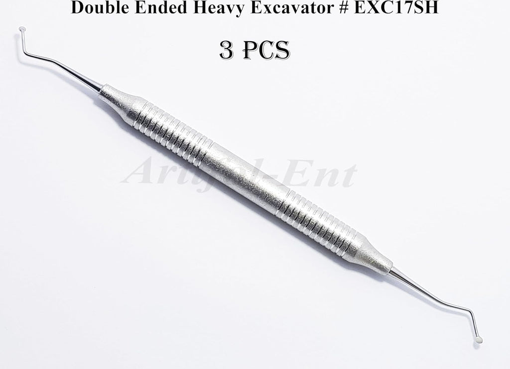 Double Ended Dental Heavy Excavator Spoon 17cm EXC17SH 3 Pcs Set Stainless Steel Restorative Instruments Endodontic Tools Slip Resistant Handle