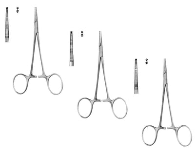 Micro Mosquito Artery Forceps – Straight 12 cm (4.75") | 1x2 Teeth Surgical Clamp | Stainless Steel – 3 Pcs Set #115910077