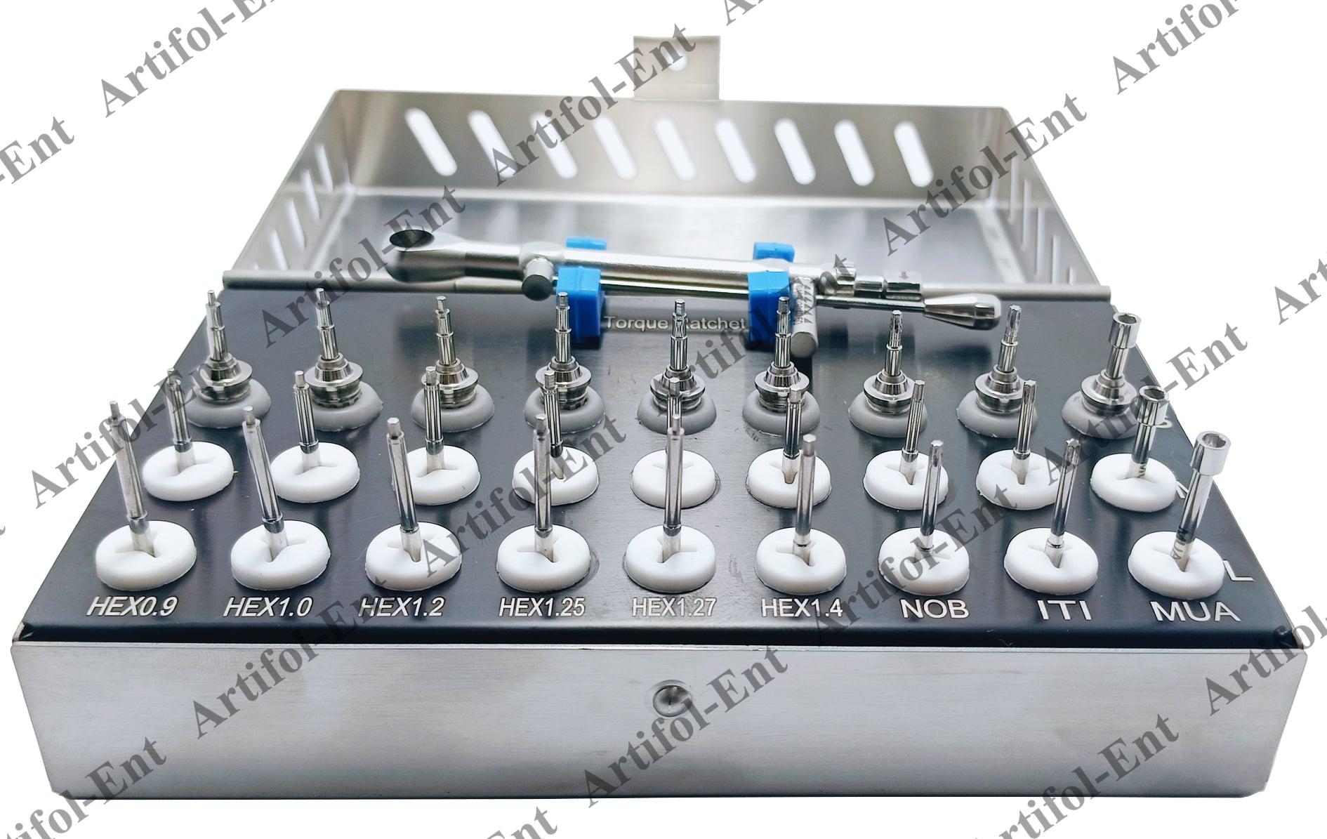 28-Piece Dental Implant Universal Prosthetic Kit with Adjustable Ratchet & Screwdrivers, Torque Wrench Set – Fully Autoclavable, 0-50Ncm | Secure & Remove Implant Restorations # OS1060