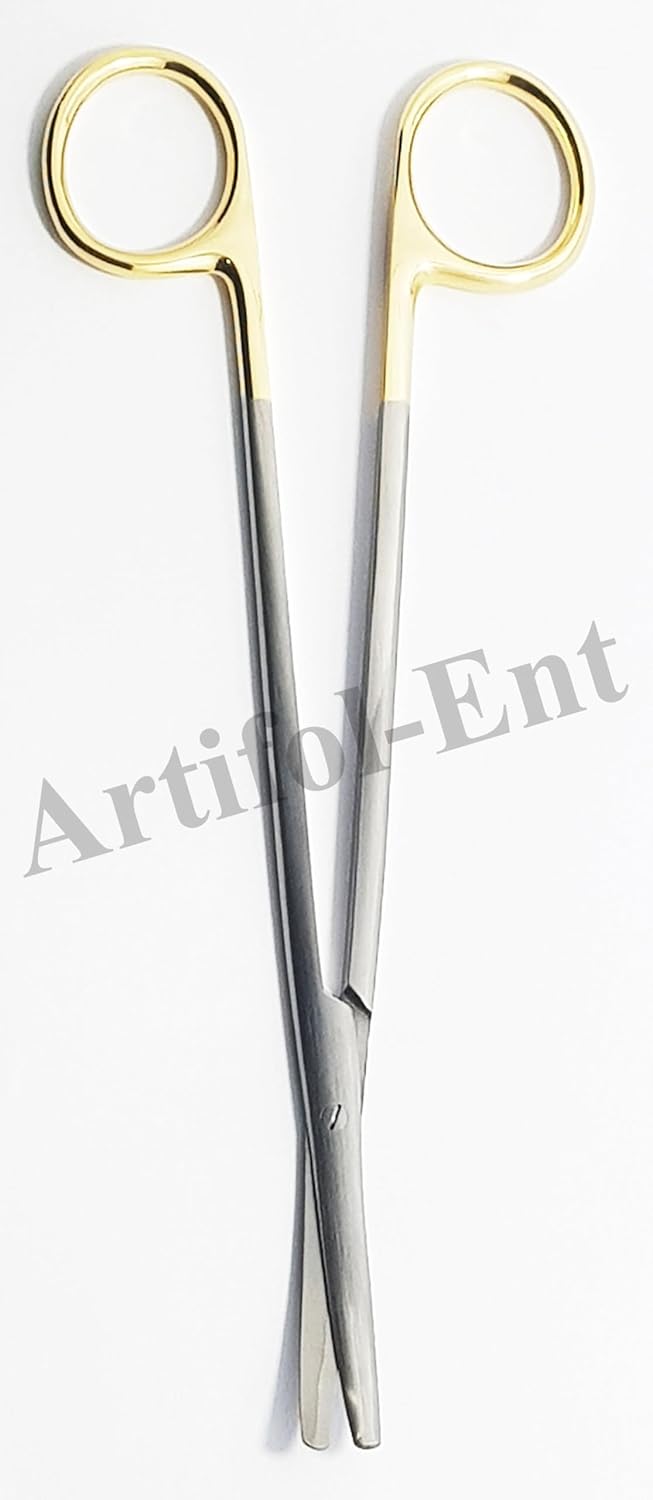 TC Metzenbaum Delicate Dissecting Scissors Curved 18 cm (7”) – 2 Pcs | Tungsten Carbide Inserts | Gold Ring Handles #113910650