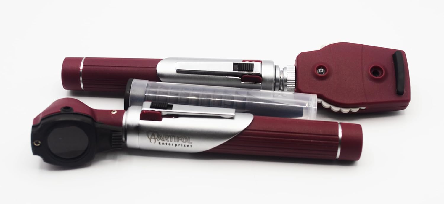 Student Home Use New Ent Otoscope & Ophthalmoscopes Examination Kit Fiber Optic Diagnostic Set Black Color OS1015