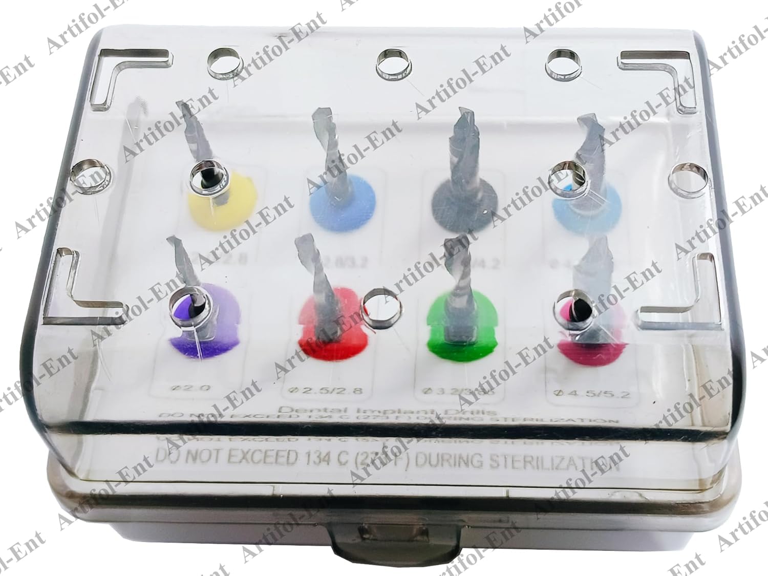 Dental Implant Drills Kit – 8-Piece Universal Implant Drill Set | Black-Coated Stainless Steel with Organizer Holder #OS1075