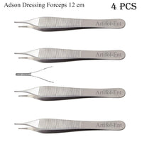 Adson Verbandpinzetten-Set – 12 cm chirurgische Pinzette | Edelstahl, wiederverwendbar und autoklavierbar (4 Stück)