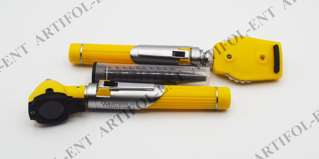 Artifol - Student Home Use New Ent - Otoscope Examination Kit Fiber Optic Diagnostic Set Yellow Colour # OS1089
