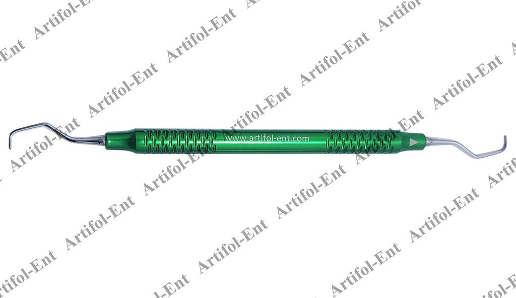 Strumenti parodontali a doppia estremità | Manici cavi in ​​alluminio con rivestimento verde | #GR78