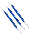 Set di curette Gracey – 3 pezzi misura 5/6 | Strumenti parodontali a doppia estremità | Manici in alluminio blu #GR56