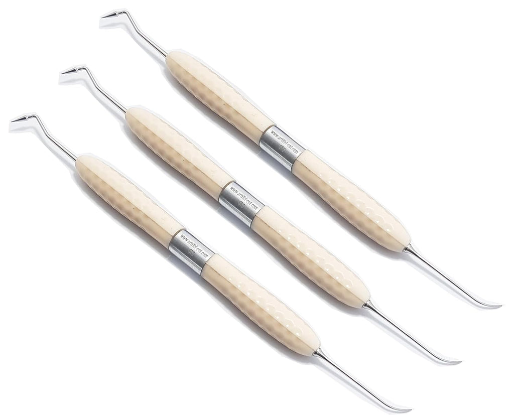 CT5 Dental Composite Resin Filling Instruments – 17 cm (3 Pcs Set)  Double-Ended Precision Tips | Beige Silicone Handles | #CT5