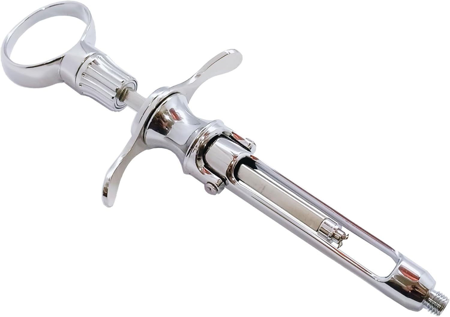 Dental Ring-Handle Cartridge Syringe – 1.8 mL | EU Thread, Three Aspiration Hooks | Brass with Chrome-Plated Finish, Reusable & Autoclavable #OS1079