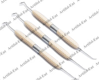 Strumenti per otturazioni in resina composita dentale CT5 – 17 cm (set da 3 pezzi) Punte di precisione a doppia estremità | Manici in silicone beige | #CT5