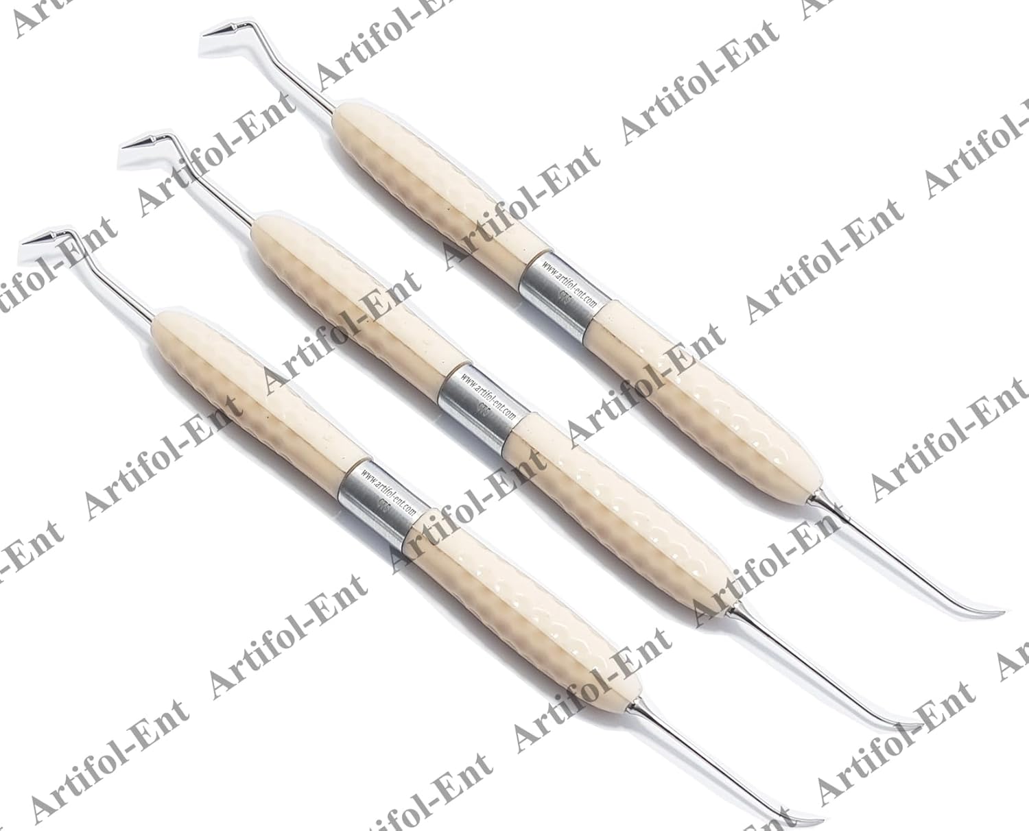 CT5 Dental Composite Resin Filling Instruments – 17 cm (3 Pcs Set)  Double-Ended Precision Tips | Beige Silicone Handles | #CT5