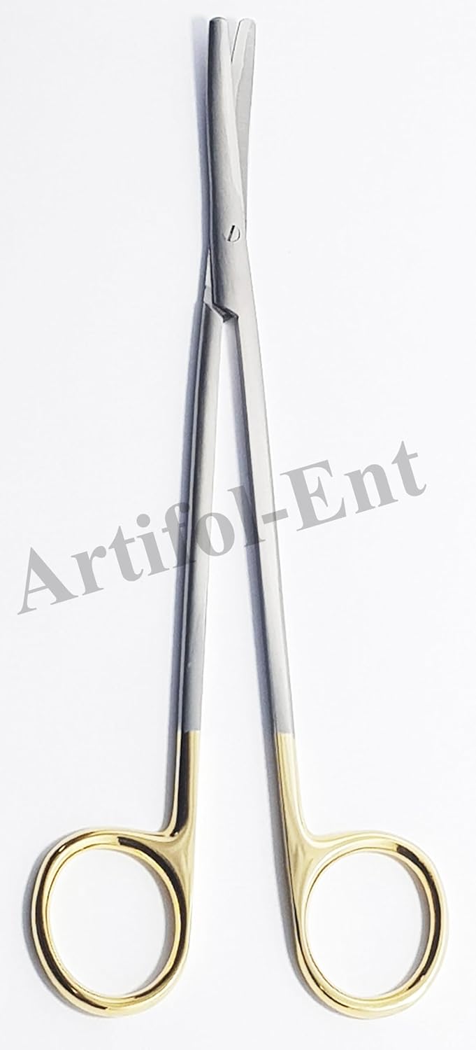 TC Metzenbaum Delicate Dissecting Scissors Curved 18 cm (7”) – 2 Pcs | Tungsten Carbide Inserts | Gold Ring Handles #113910650